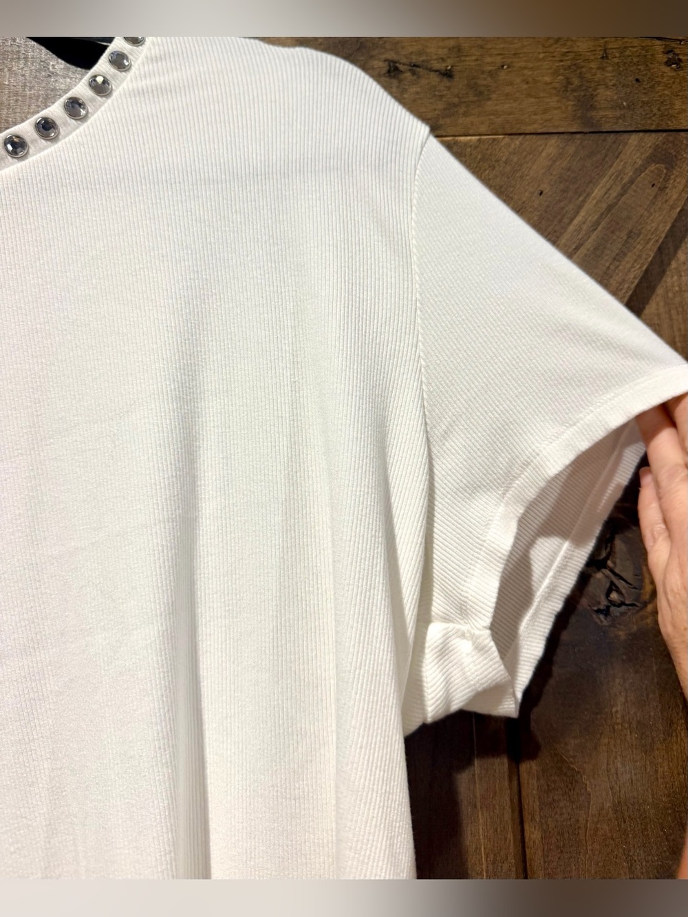 Generation Love White Ribbed Zip Back Rhinestone Top - Picture 9 of 13